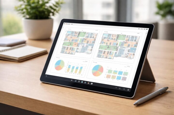 découvrez les plans et surfaces de bureaux comparés facilement sur tablette tactile microsoft surface pour une expérience interactive et efficace.