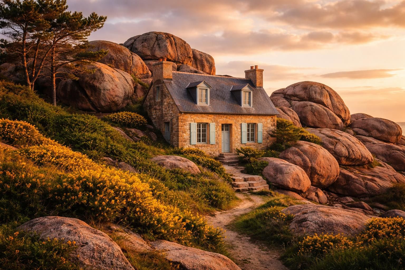découvrez la magie unique de la maison nichée entre les rochers à ploumanac'h, un site naturel à couper le souffle alliant charme et paysages époustouflants.